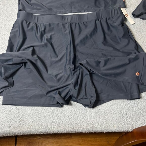 Honey Mark Swim Set 3XL Gray Sugar Skort & Rash Guard Top 2 Piece Set NEW - Picture 5 of 10